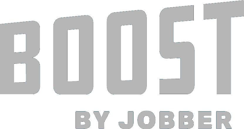 Gray text reads BOOST above smaller text, BY JOBBER, on a light background.