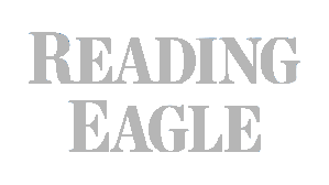 Gray text on a white background reads READING EAGLE in large, bold capital letters.